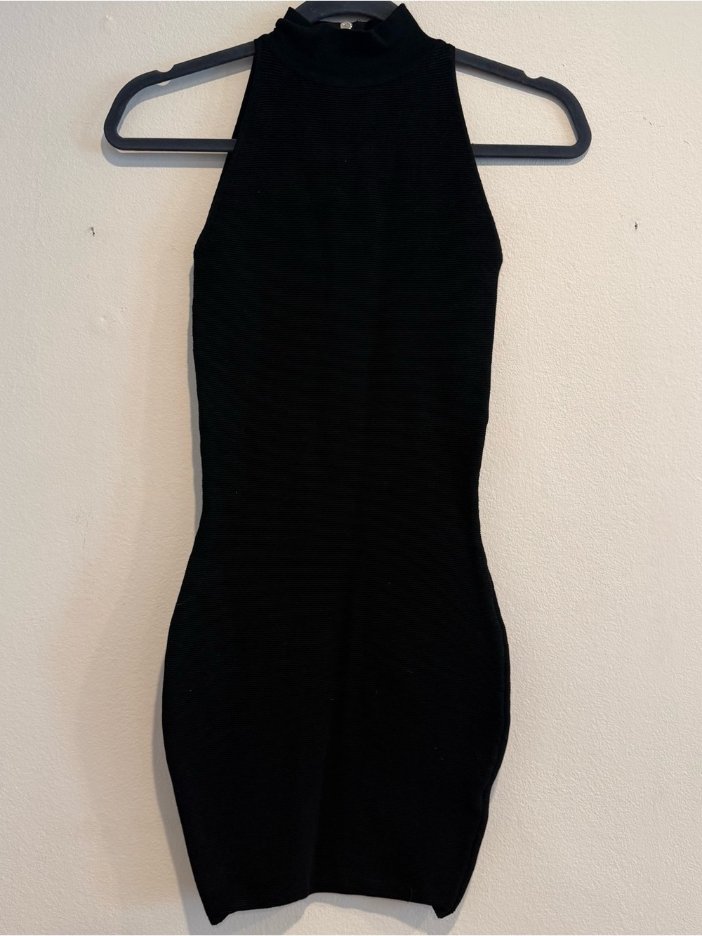 Article Black Sleeveless High-Neck Mini Bodycon Dress
